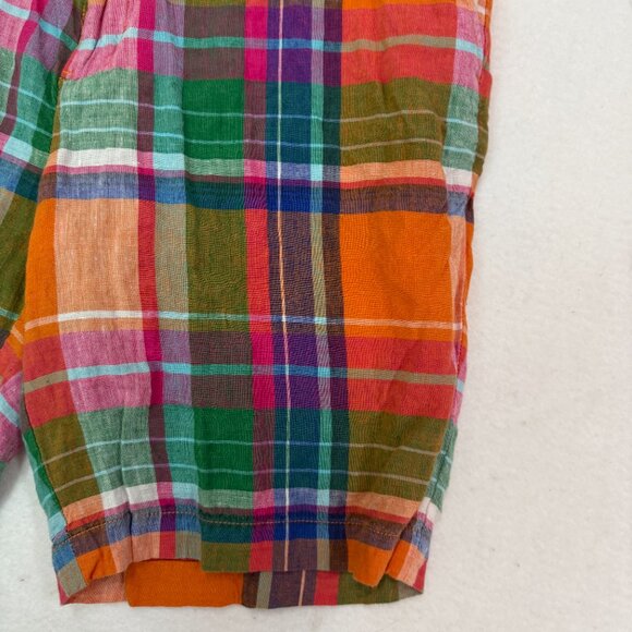 Polo Golf Ralph Lauren Men's 34 Madras Plaid 100% Linen Bermuda Shorts - Picture 12 of 15